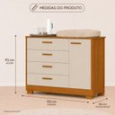 Ver imagem 3 de Cômoda Sapateira Zaki para Quarto de Bebê | 100% MDF 1 Porta e 4 Gavetas Areia Fosco/ Savana