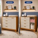 Ver imagem 7 de Cômoda Sapateira Zaki para Quarto de Bebê | 100% MDF 1 Porta e 4 Gavetas Areia Fosco/ Savana