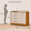 Ver imagem 4 de Cômoda Sapateira Zaki para Quarto de Bebê | 100% MDF 1 Porta e 4 Gavetas Areia Fosco/ Savana
