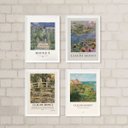 Ver imagem 2 de Kit 4 Quadros Decorativos Artes de Monet 33x24cm:madeira Branca