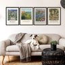 Kit 4 Quadros Decorativos Artes de Monet 33x24cm:madeira Branca - 1