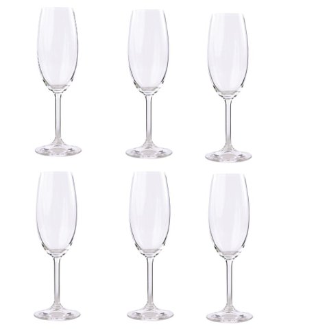 Cj 06 Tacas Champanhe Bohemia Gastro Cristal de Titanio 220ml