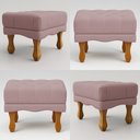 Ver imagem 4 de Puff Duque Bouclé Premium de Luxo Capitone Elegante para Sala Quarto Decoração Pés Luiz Xv Castanho