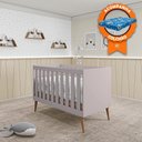 Ver imagem 1 de Berço Mini Cama Móveis Estrela Ternura - Rosa Wood + Colchão Baby Physical Ortobom