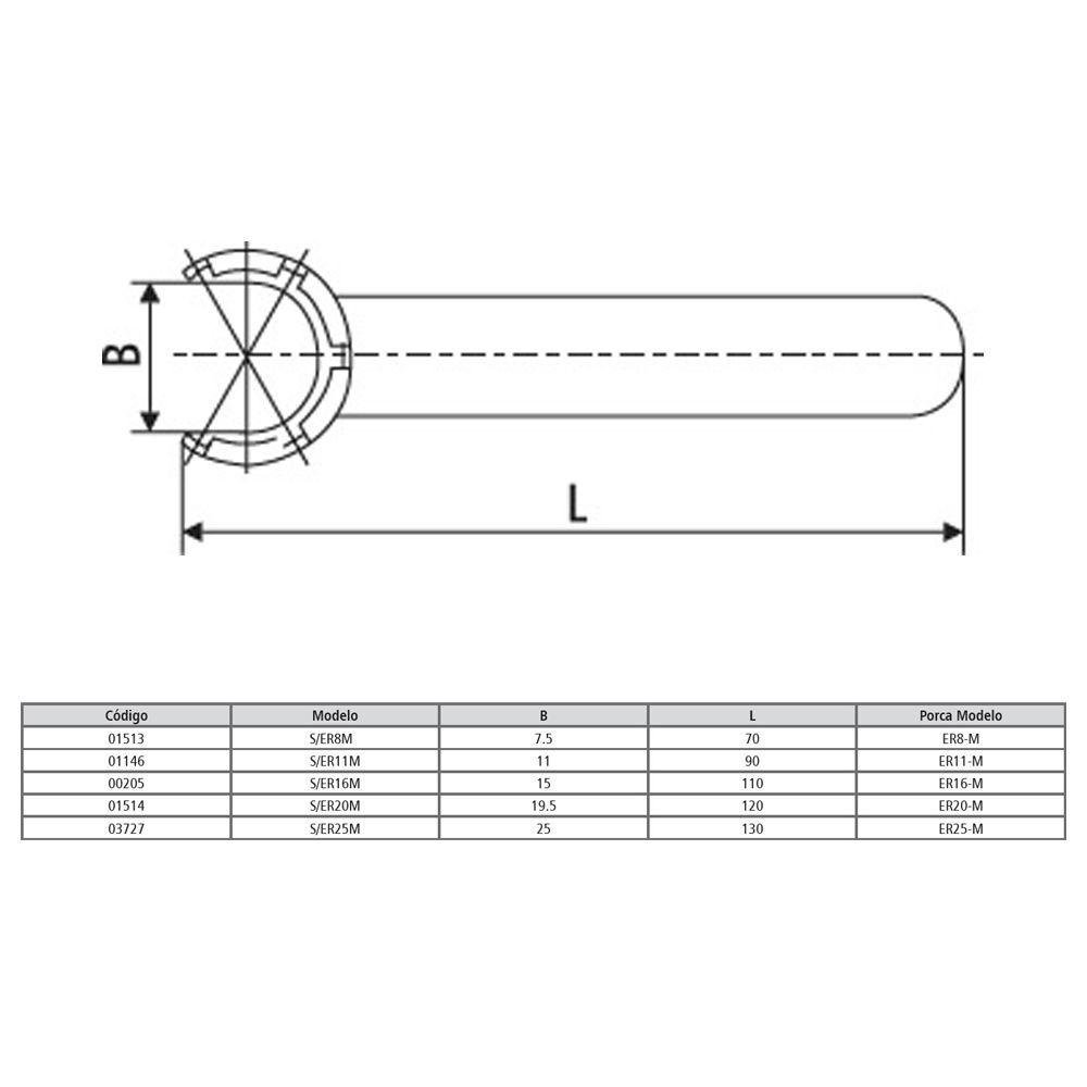 Chave para Porca Modelo Er20-m - 3