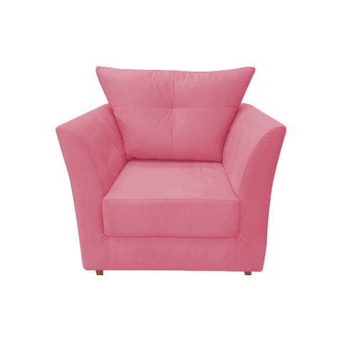 Poltrona Decorativa Isis Suede Rosa Pés Madeira Ms Decor