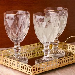 Jogo Taças com Fio de Ouro Transparentes 6un 300ml Diamond - 7
