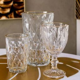 Jogo Taças com Fio de Ouro Transparentes 6un 300ml Diamond - 5