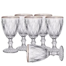 Jogo Taças com Fio de Ouro Transparentes 6un 300ml Diamond - 2