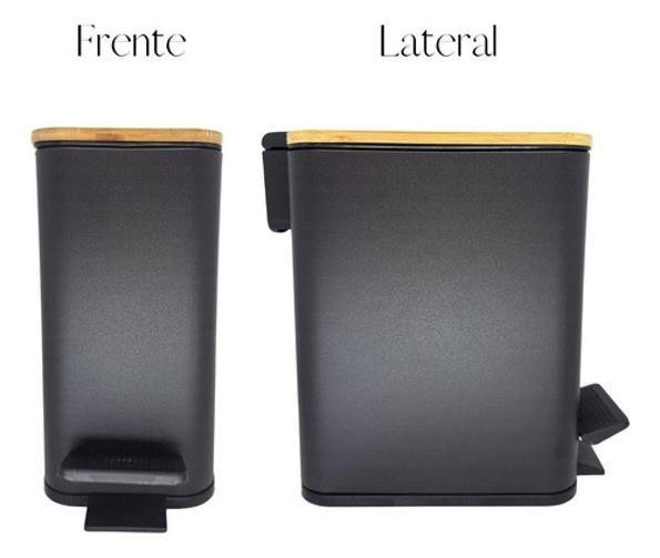 Kit Escova Sanitária + Lixeira 5 Litros Bambu - Preto - 3