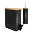Ver imagem 1 de Kit Escova Sanitária + Lixeira 5 Litros Bambu - Preto