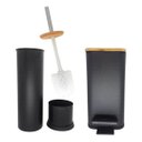 Ver imagem 2 de Kit Escova Sanitária + Lixeira 5 Litros Bambu - Preto