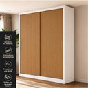 Ver imagem 3 de Guarda-Roupa 100% MDF 2 Portas de Correr 2 Gavetas 131x213x55cm Branco/Cinamomo