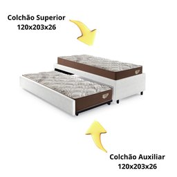 Bicama Box Viúva 126x208 Courino Linho com 2 Colchões Relax Adorabile Molas Ensacadas - 7