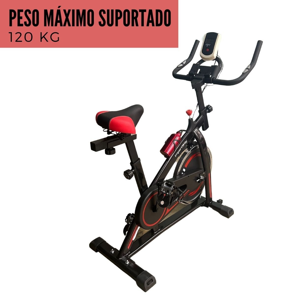 Bicicleta Ergométrica Regulagem de Força 13kg Bike Exercícios Fisioterapia Ajustável Vermelha Import - 4