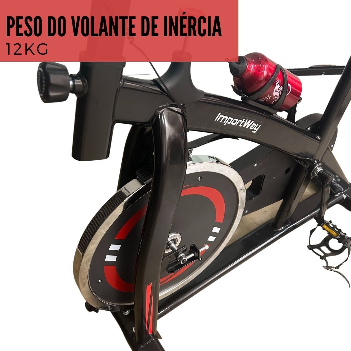 Bicicleta Ergométrica Regulagem de Força 13kg Bike Exercícios Fisioterapia Ajustável Vermelha Import - 3