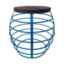 Ver imagem 4 de Banco Redondo Várias Cores Base De Ferro E Tampo De Madeira De Demolição - Azul Turquesa