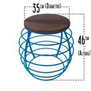 Ver imagem 2 de Banco Redondo Várias Cores Base De Ferro E Tampo De Madeira De Demolição - Azul Turquesa