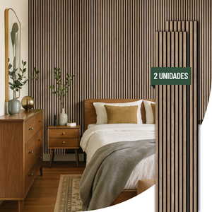 Kit 2 Painel Ripado de Madeira Natural Acústico Ikara - 270x32cm