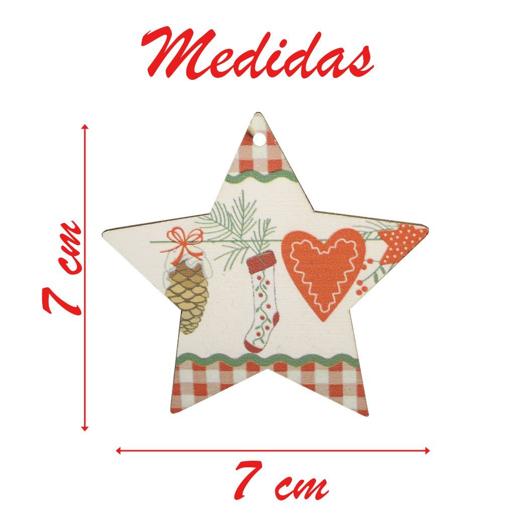 Kit 6 Enfeites Pendentes Para Árvore De Natal Em MDF 7cm - 3