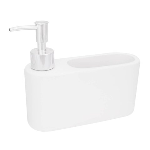 Porta Detergente de Cerâmica com Suporte para Esponja Branco