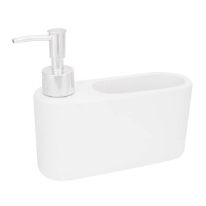 Porta Detergente de Cerâmica com Suporte para Esponja Branco