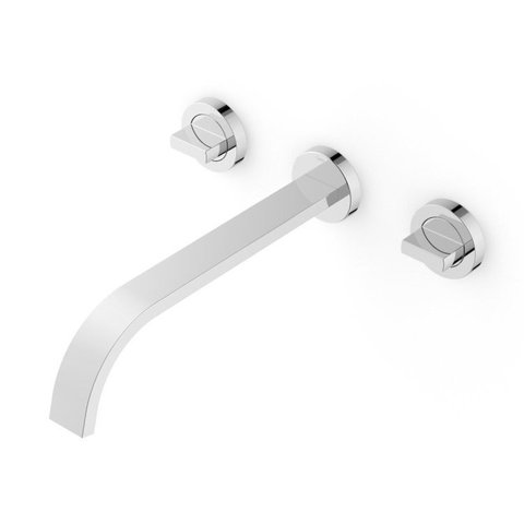 Kit com 2 Torneira Misturador para Banheiro de Parede com Válvula de Escoamento Flow Celite Prata/Cromado