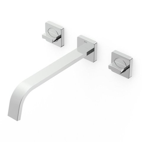 Kit com 2 Torneira Misturador para Banheiro de Parede com Válvula de Escoamento Virtus Roca Prata/Cromado Celite