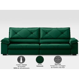 Sofá com Carregador Usb e Molas no Assento Retrátil Reclinável Nice 2,90m Velosuede - Netsofas - 5