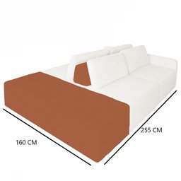 Sofá Ilha Eros Modular com Puff 255 Cm Bouclê Off White/terracota Off White - 3