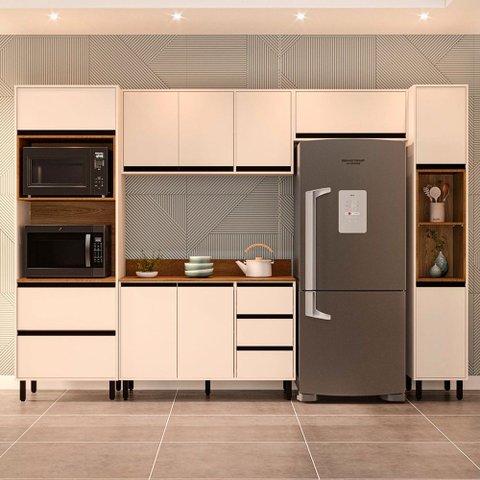 Cozinha Completa Koya 10 Portas 4 Gavetas 40250043 Creme - Politorno