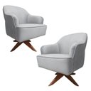 Ver imagem 2 de Kit 2 Poltronas Decorativas com Base Giratória em Madeira Veludo Cinza Sol Larbelle