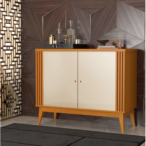 Balcão Buffet 2 Portas Sala de Jantar Argo 99,6 Cm :cedro / Off White - Ripado