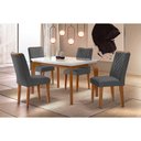 Ver imagem 1 de Conjunto: Mesa Sala Jantar Londrina C/ Tampo Madeirado C/ Vidro Canto Reto 120x80cm e 4 Cadeiras