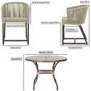 Ver imagem 2 de Mesa com 4 Cadeiras de Jantar Roma 100cm e Noronha em Aluminío Marrom Corda Nautica Estofado 7 Trama