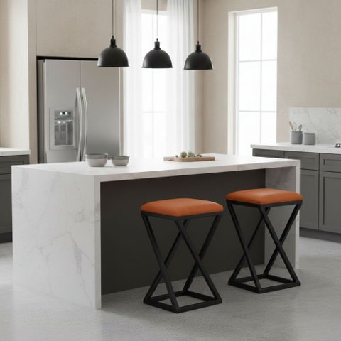 Kit 2 Banqueta Baixa Cozinha 50 Cm Balcão Bar Gourmet Corino:caramelo