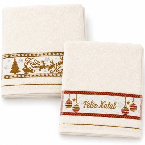 Kit 40 Toalhas de Mãos e Lavabo 30x50cm 100% Algodão 400g-m² Macias Creme e Pérola Bene Casa