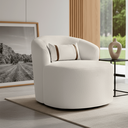 Ver imagem 1 de Puff Poltrona Decorativa Orgânica Roma Bouclé Giratória Almofada:bege Claro
