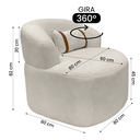 Ver imagem 3 de Puff Poltrona Decorativa Orgânica Roma Bouclé Giratória Almofada:bege Claro