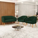 Ver imagem 2 de Namoradeira e 2 Poltronas Pé Palito Castanho Stella Bouclê Verde D03 - D'Rossi