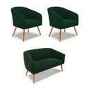 Ver imagem 1 de Namoradeira e 2 Poltronas Pé Palito Castanho Stella Bouclê Verde D03 - D'Rossi