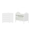 Ver imagem 3 de Quarto de Bebê com Cômoda 1 Porta 4 Gavetas e Berço Capitonê 100% MDF Maya Clássico Espresso Móveis Branco/Brilho