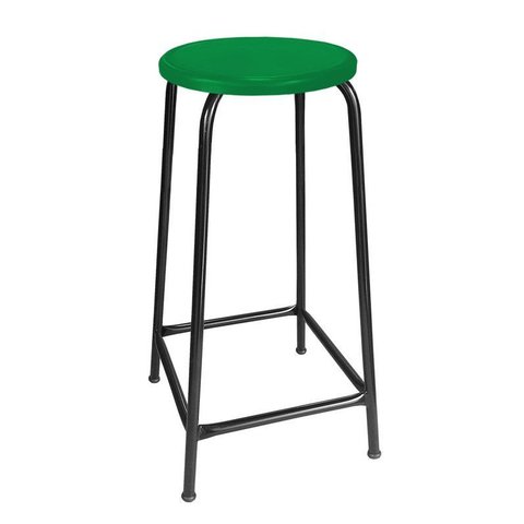 Banco de Metal Assento Plástico Verde Empilhável e 65cm Altura
