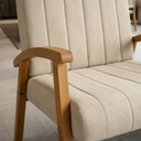 Ver imagem 2 de Kit 2 Poltronas Haley Decorativa Linho Sala Estar Área Gourmet Varanda Madeira Maciça:bege