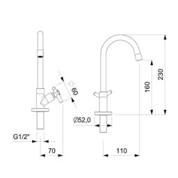 Kit com 2 Torneira para Lavatório de Mesa Bica Alta Móvel Celite One - 3