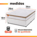Ver imagem 3 de Cama Box Colchão Casal Queen Molas Ensacadas Real 158x198x65cm Linho Branco / Bege Inducol