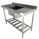 Ver imagem 1 de Pia Aço Inox Industrial 100x60x90 Cm Cuba Centralizada Nortinox