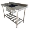 Pia Aço Inox Industrial 100x60x90 Cm Cuba Centralizada Nortinox - 1