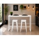 Ver imagem 2 de Mesa Jantar Aparador Bancada Alta Industrial 200x80cm Tampo Branco Pés Branco