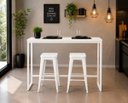 Ver imagem 2 de Mesa Jantar Aparador Bancada Alta Industrial 200x80cm Tampo Branco Pés Branco